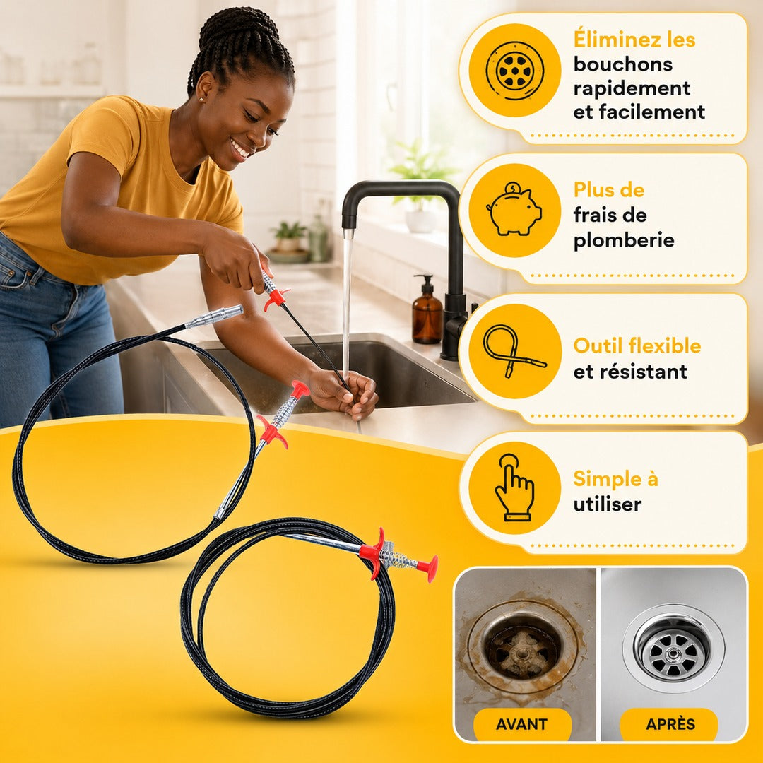Affiche — Outil de débouchage flexible - Éliminez les bouchons en quelques minutes