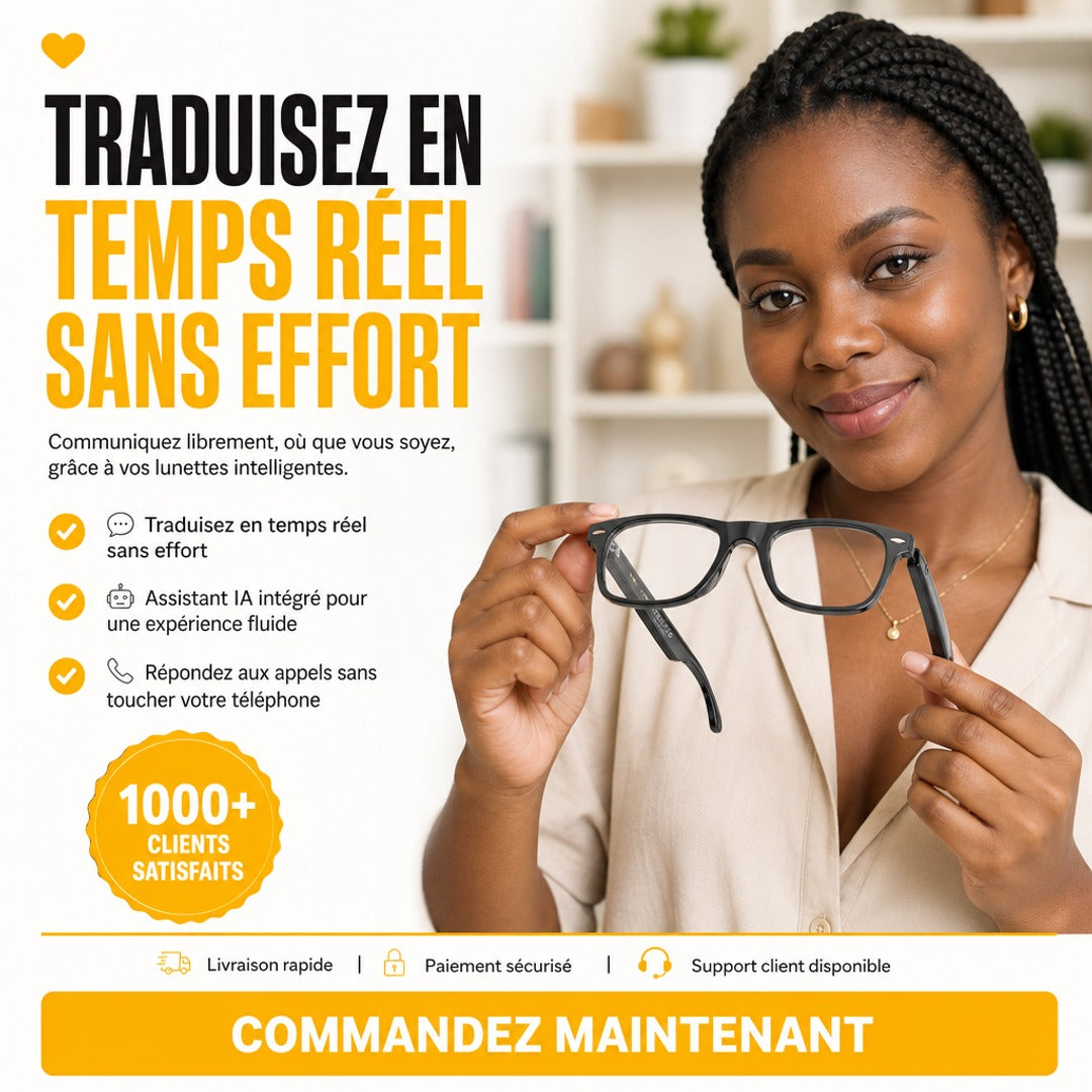 Lunettes IA intelligentes - Traduction en temps réel & Assistant intégré