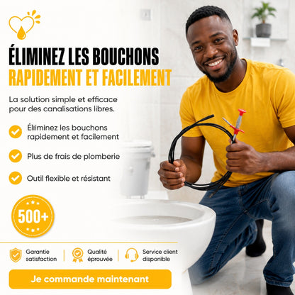Outil de débouchage flexible - Éliminez les bouchons en quelques minutes