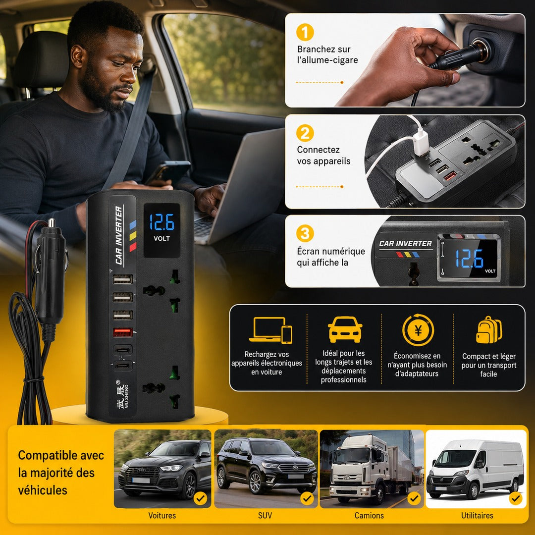 Comment fonctionne le convertisseur auto 12V/24V vers 220V ?
