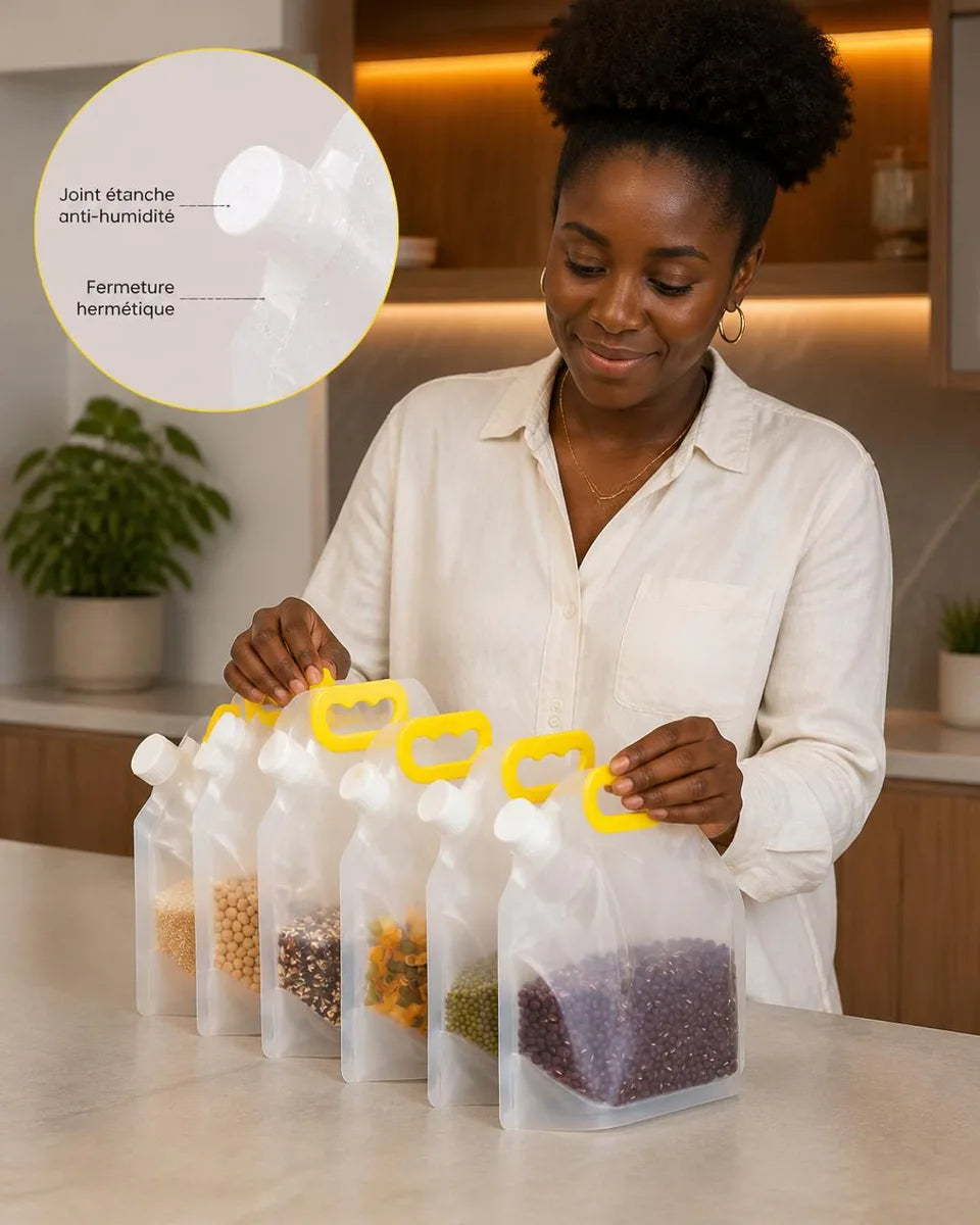 Pack de 10 Sacs de Rangement Hermétiques 1,5L : Cuisine Propre et Aliments Frais au Cameroun