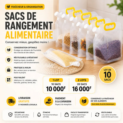Lot de 10 Sacs de Rangement Hermétiques : Cuisine Propre et Aliments Frais